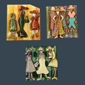 Lucinda Woman Pins Lot of 3 Set Collection Shopping Enamel Red Hat Society READ
